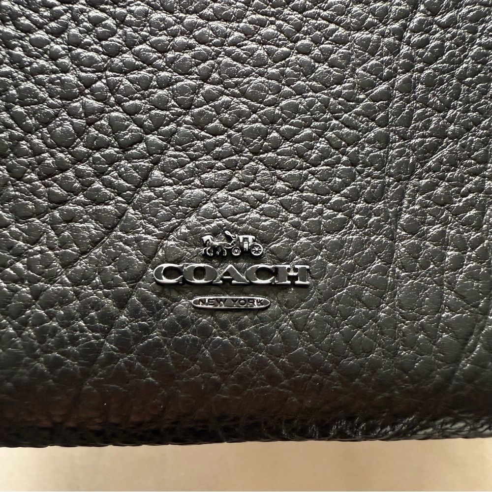 COACH Faye Crossbody Purse Bag All Black Pebbled Leather Flap F1880-F22349 - Picture 4 of 15